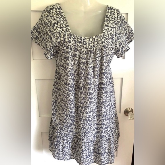 Rails Navy Floral Camellia Seersucker Valentina Peasant Dress womens S like new! - Picture 7 of 7